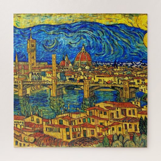 Starry Sterrennacht Florence Italië Legpuzzel (Verticaal)