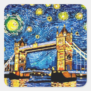 Starry Sterrennacht London England Vierkante Sticker