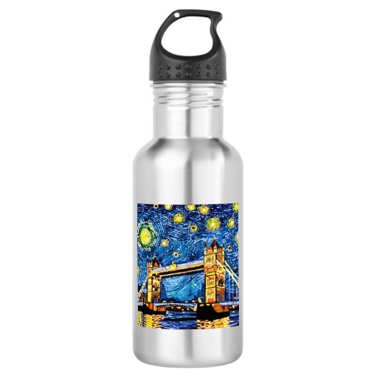 Starry Sterrennacht London England Waterfles (Voorkant)