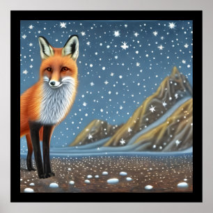 Starry Sterrennacht Storybook Fox Poster