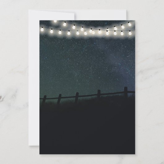 Starry String Light Birch Tree Wedding Invitations Kaart (Achterkant)