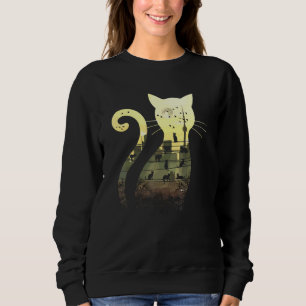 Starry Sunset Night Urban City Skyline Black Katte Trui