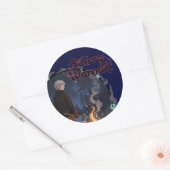 Starry Warmth - Lumberjack Anime Boy by Campfire Ronde Sticker (Envelop)