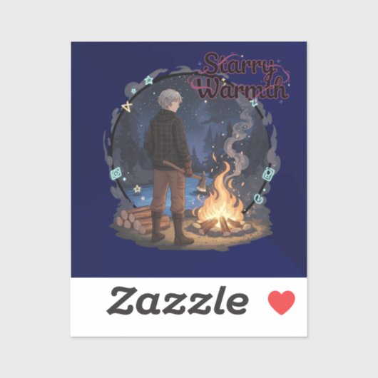Starry Warmth - Lumberjack Anime Boy by Campfire Sticker (Vel)