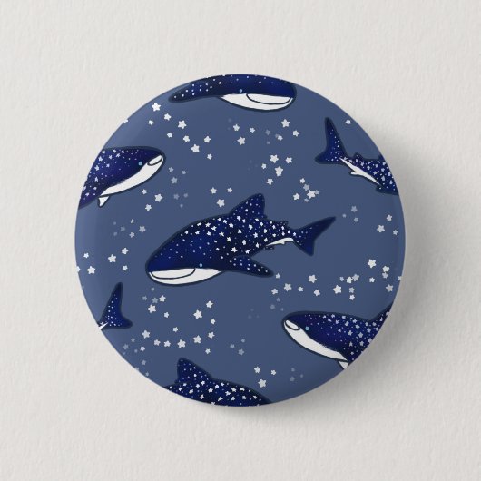 Starry Whale Shark (Donker) Ronde Button 5,7 Cm (Voorkant)