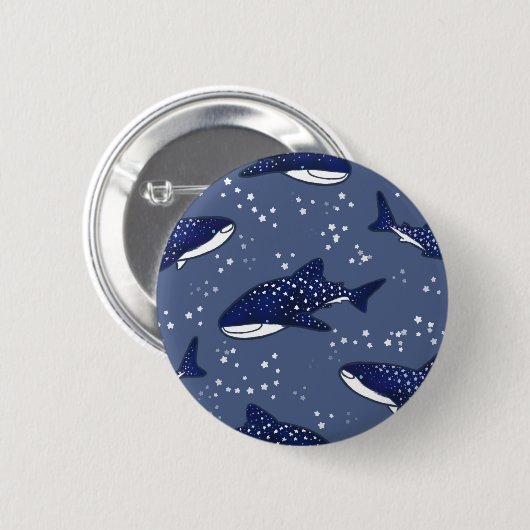 Starry Whale Shark (Donker) Ronde Button 5,7 Cm (Voorkant /achterkant)