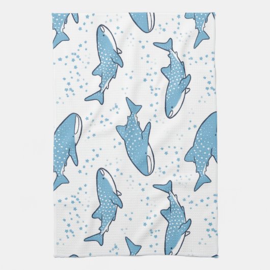 Starry Whale Shark (licht) Theedoek (Verticaal)