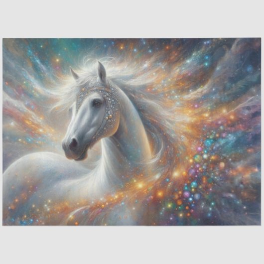 Starry White Horse Fantasy Craft Decoupage Tissuepapier (Voorkant)