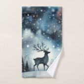 Starry Winter Night Deer (Serviette à main)