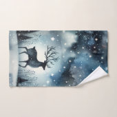 Starry Winter Night Deer (Serviette à main)