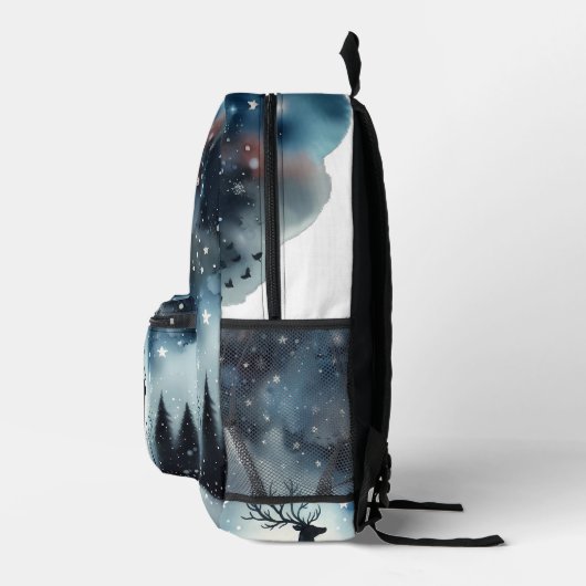Starry Winter Night Deer Bedrukte Rugzak (Rechts)