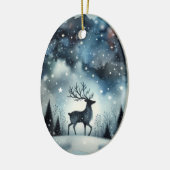 Starry Winter Night Deer Keramisch Ornament (Links)