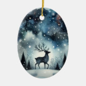 Starry Winter Night Deer Keramisch Ornament (Voorkant)