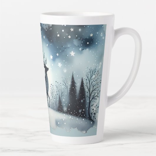 Starry Winter Night Deer Latte Mok (Rechts)