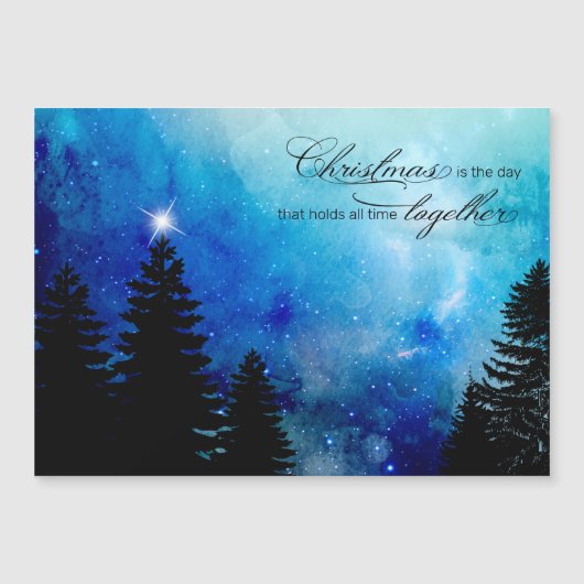 Starry Winter Night w/Stars, Pine & Kersttekst (Voorkant)