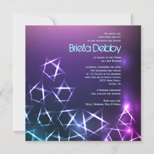 STARS and LIGHTS Bar Bat Mitzvah Invitation Kaart