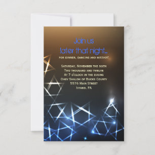 STARS and LIGHTS Bar Bat Mitzvah Party Card Kaart