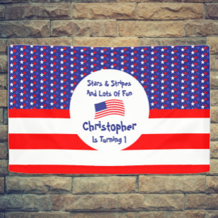 Stars and Stripes 1e verjaardag Spandoek