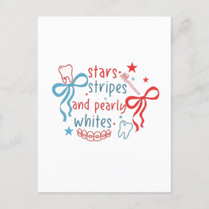 Stars and Stripes en Parelwitten 4 juli Uitnodiging Briefkaart