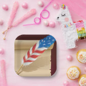 Stars And Stripes Feather Papieren Bordje (Feest)