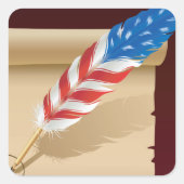 Stars And Stripes Feather Vierkante Sticker (Voorkant)