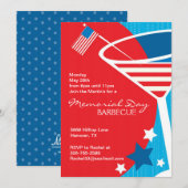 Stars and Stripes Martini Theme Party Invitations Kaart (Voorkant / Achterkant)
