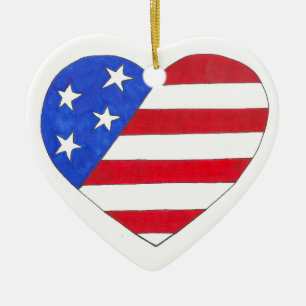 Stars and Stripes Patriotic Heart Verenigde Staten Keramisch Ornament