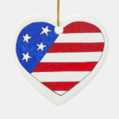 Stars and Stripes Patriotic Heart Verenigde Staten Keramisch Ornament (Achterkant)