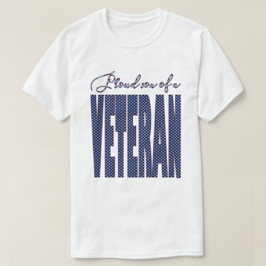 Stars and Stripes Text Proud Son of a Veteran T-shirt (Design voorkant)