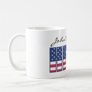 Stars and Stripes USA American Hero Add Name Koffiemok