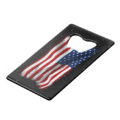 Stars and Stripes USA Patriottic American Flag Kredietkaart Flessenopener (Achterkant Gekanteld)