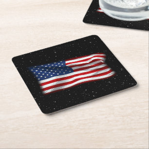 Stars and Stripes USA Patriottic American Flag Vierkante Kartonnen Onderzetter