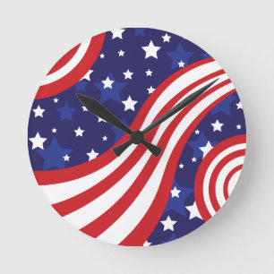 Stars and Stripes zijn golvend Ronde Klok