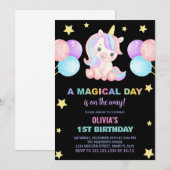 Stars Ballons Unicorn Invitations d'anniversaire (Devant / Derrière)