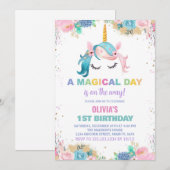 Stars Ballons Unicorn Invitations d'anniversaire (Devant / Derrière)