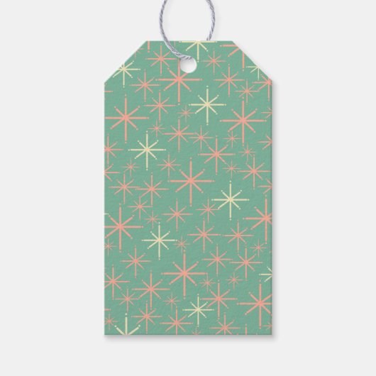 Stars Blauwgroen Mint Roze Cadeaulabel (Voorkant)