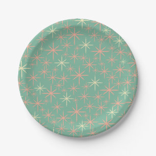 Stars Blauwgroen Mint Roze Papieren Bordje
