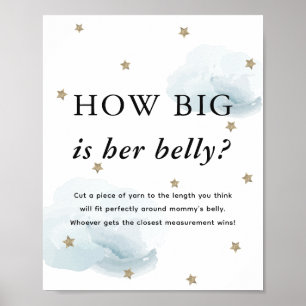 Stars & Blue Clouds Baby shower Hoe groot haar bui Poster