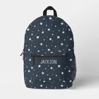 Stars Boho Modern Kinderen Naam Donkerblauwe Lucht Bedrukte Rugzak