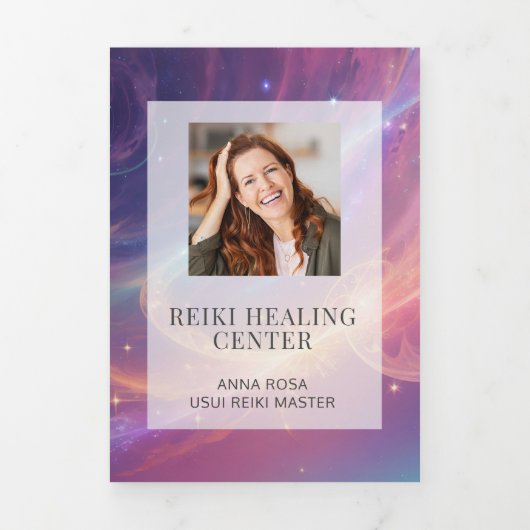 *~* Stars célestes Photo Logo QR Trifold Brochure (Page de couverture)