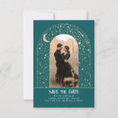 Stars Celestial Arch Blauwgroen Save the Date Foto (Voorkant)