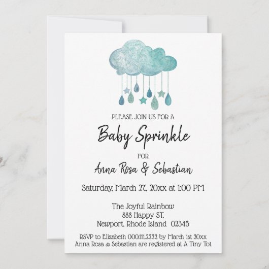 *~* Stars Cloud Rain druppelt sprinkpeluitnodiging Kaart (Achterkant)