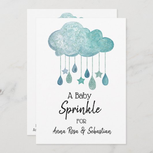 *~* Stars Cloud Rain druppelt sprinkpeluitnodiging Kaart (Voorkant / Achterkant)