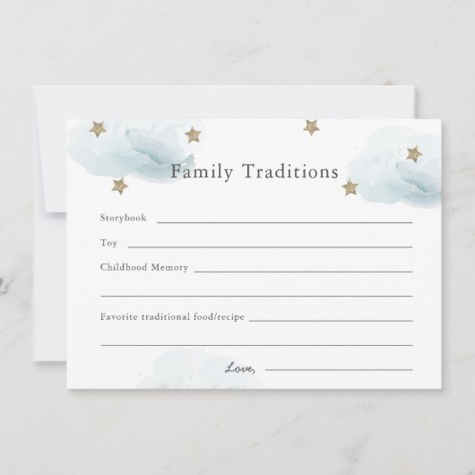 Stars & Clouds Baby shower Family Tradition Card Kaart (Voorkant)