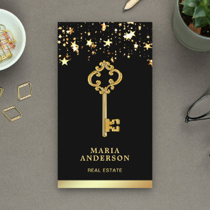 Stars Confetti Chic Goud Antieke Sleutel Vastgoed Visitekaartje