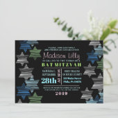 STARS CONNECTING Bat Mitzvah Invitation Kaart (Staand voorkant)
