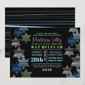 STARS CONNECTING Bat Mitzvah Invitation Kaart (Voorkant / Achterkant)