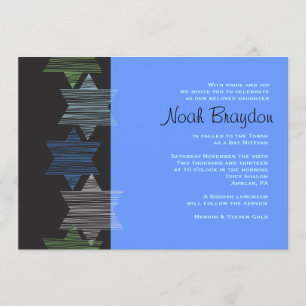 STARS CONNECTION Bar Bat Mitzvah Invitation Kaart