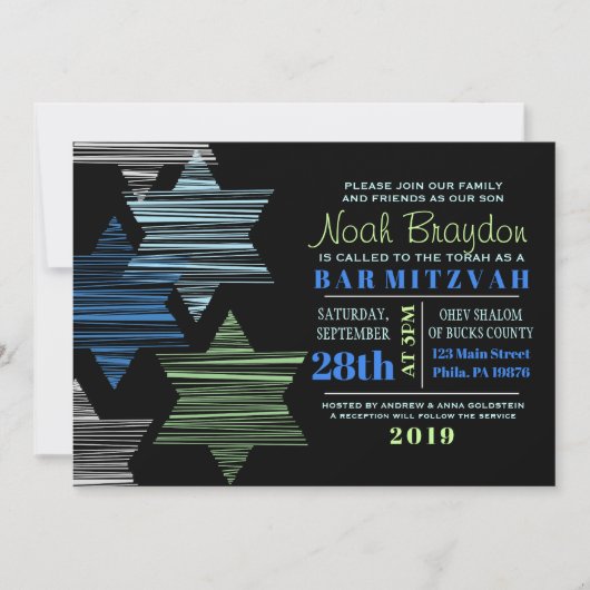 STARS CONNECTION Bar Bat Mitzvah Invitation Kaart (Voorkant)