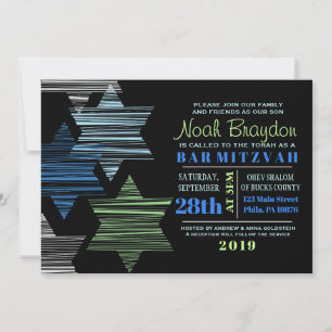 STARS CONNECTION Bar Bat Mitzvah Invitation Kaart